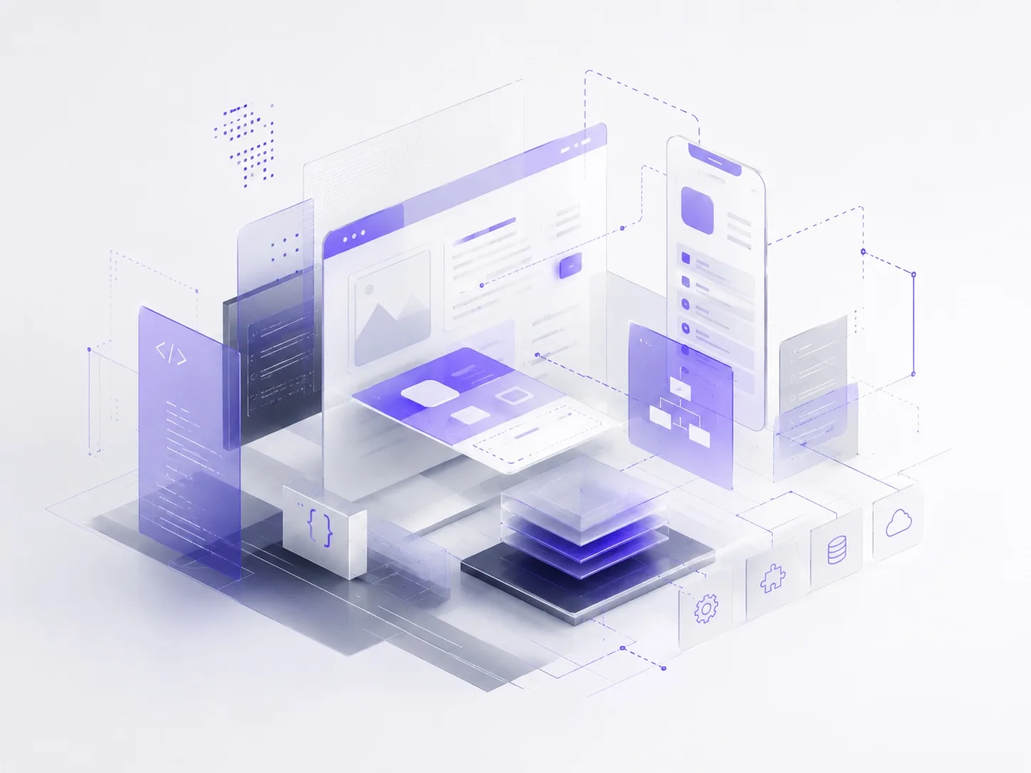 Isometric application development stack with web and mobile interfaces